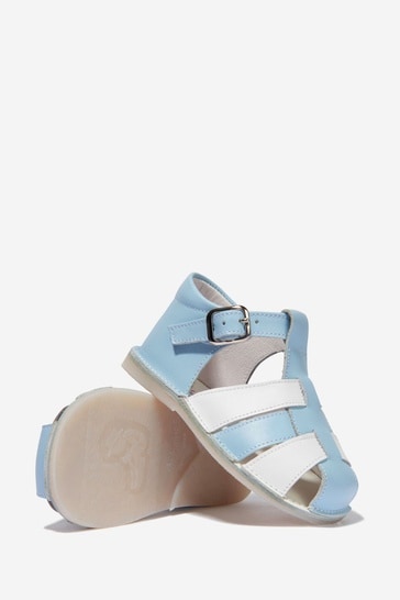 Baby Unisex Leather Sandals in Blue/White