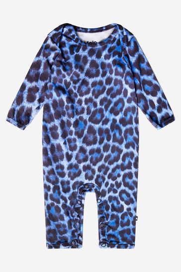 Baby Boys Organic Cotton Leopard Bodysuit in Blue