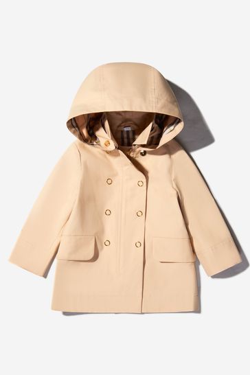 Baby Girls Branded Coat in Beige
