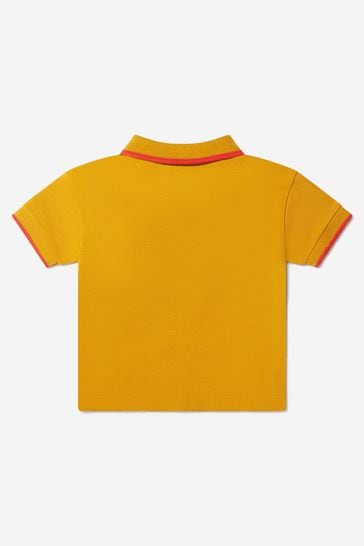 Baby Boys Cotton Branded Polo Shirt in Yellow