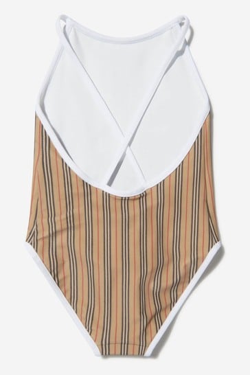 Girls Icon Stripe Recycled Nylon Swimsuit