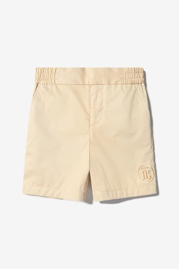 Boys Monogram Motif Cotton Twill Chino Shorts