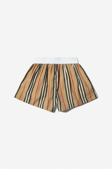 Girls Icon Stripe Cotton Poplin Shorts