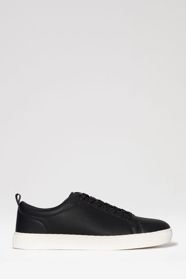 Smart black leather trainers outlet