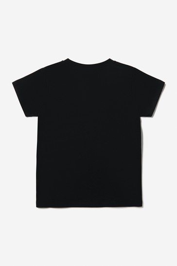 Boys Black Cotton Jersey Logo T-Shirt