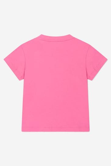 걸스 핑크 코튼 브랜드 티셔츠