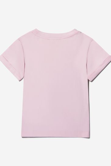 걸스 핑크 코튼 저지 로고 티셔츠