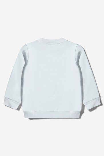 Boys White Cotton Logo Sweatshirt