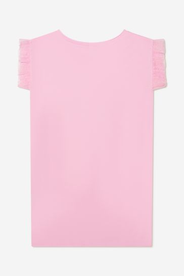 Girls Cotton Wand Print Dress in Pink