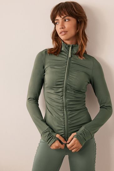 Khaki Green Full Zip Top