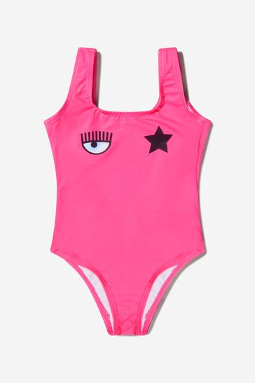 여자 아이 스타 수영복 에 핑크
