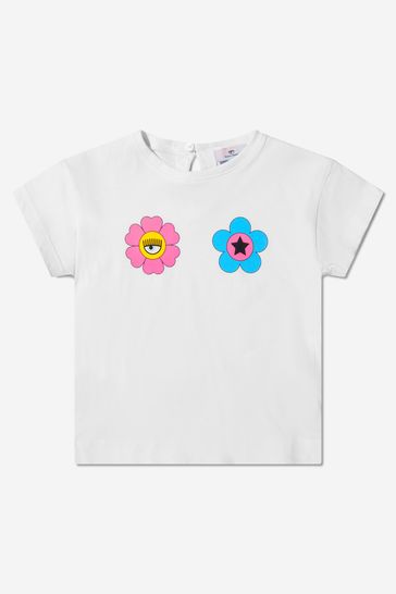Baby Girls Cotton Jersey Eye Daisy T-Shirt in White