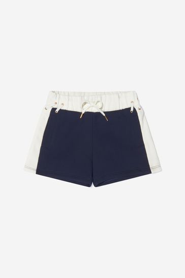 Girls Organic Cotton Fleece Shorts in Navy