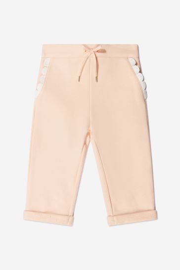 Baby Girls Pink Cotton Fleece Trousers