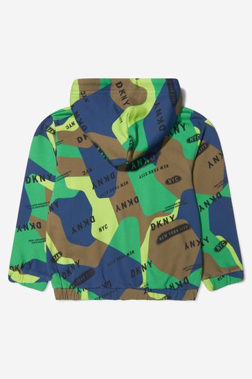 Boys Cotton Zip Up Hoodie in Camouflage