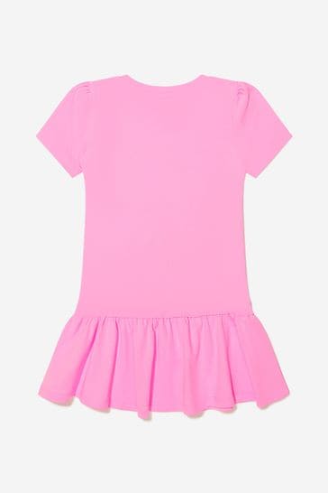 핑크의 걸스 코튼 백 프린트 드레스