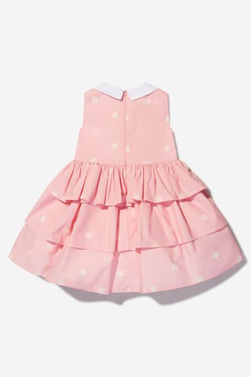 Girls Cotton Polka Dot Sleeveless Dress in Pink