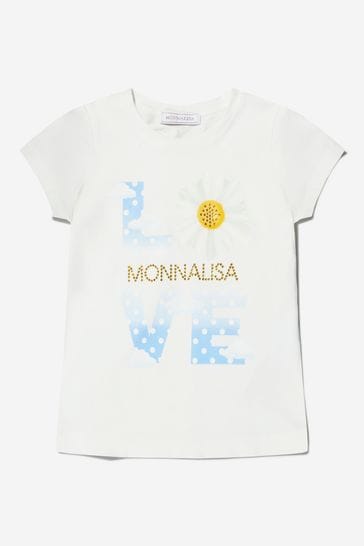 Girls Cotton Jersey Love T-Shirt in Ivory