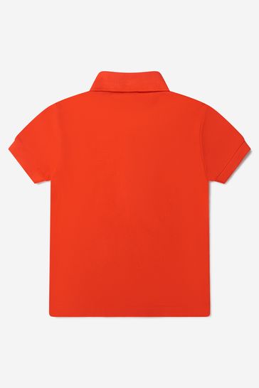 Boys Cotton Logo Polo Shirt in Red