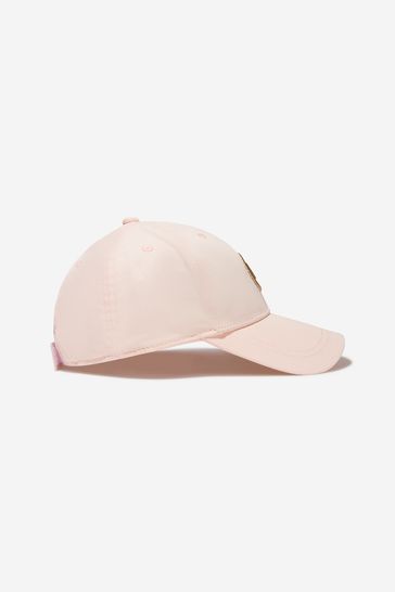 Girls Cotton Embroidered Logo Cap in Pink