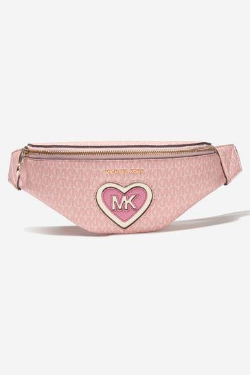 Girls Faux Leather Logo Belt Bag in Pink