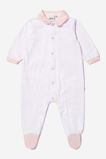 아기 소녀 유기농 면 수복과 모자 선물 세트 에 핑크