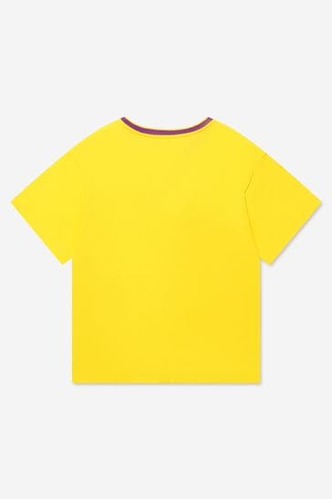 걸스 코튼 저지 로고 티셔츠 옐로우