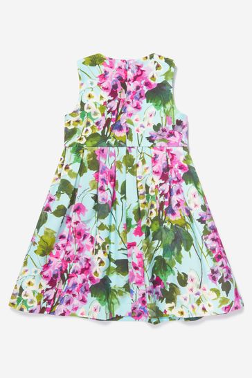 보라색소녀 코튼 도라지 프린트 슬리브리스 드레스