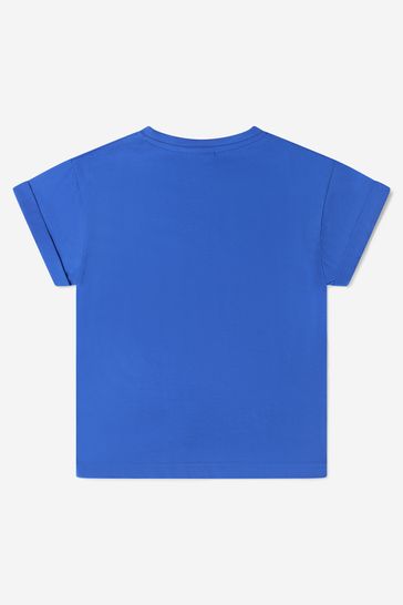 Boys Cotton Jersey 3D Logo T-Shirt in Blue