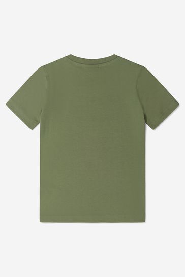 Boys Cotton Jersey Branded T-Shirt in Green