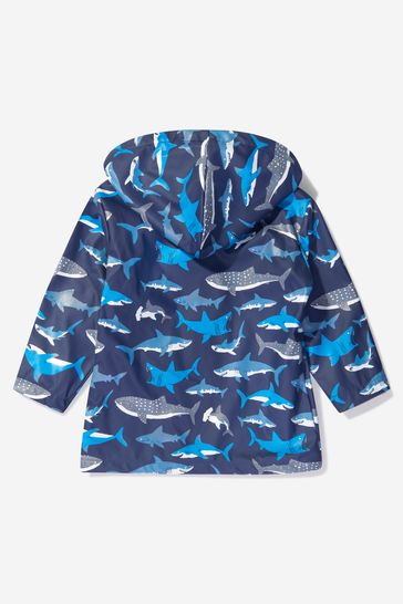 Boys Navy Blue Shark School Raincoat