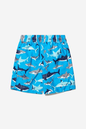 Boys Deep Sea Sharks Swim Trunks in Blue