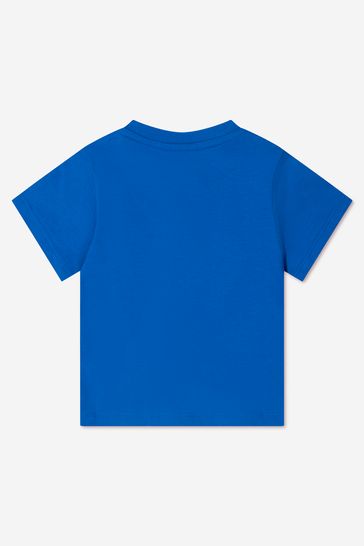 베이비 보이즈 코튼 저지 로고 티셔츠 인 블루