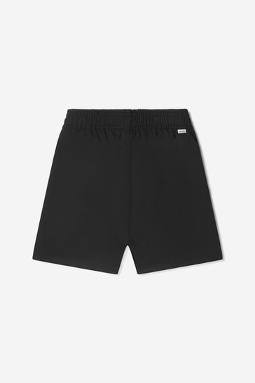 Boys Logo Print Surfer Shorts in Black