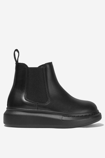 Kids Leather Chelsea Boots in Black