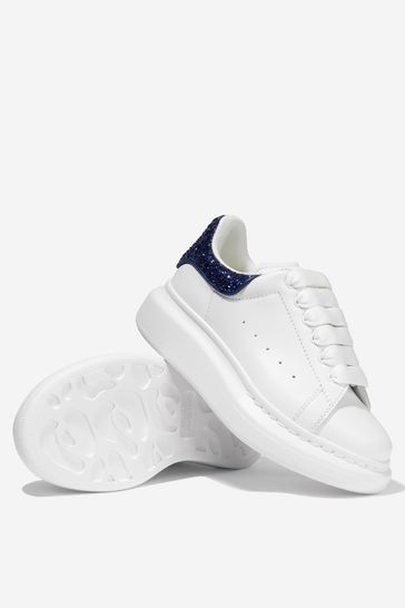 Unisex Leather Lace-Up Trainers in White
