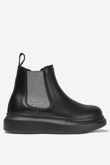 Girls Leather Chelsea Boots in Black