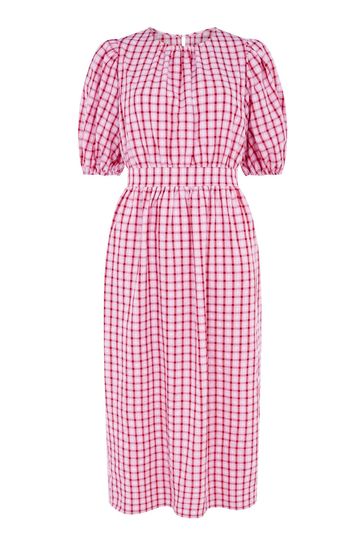 Buy F☀F Pink Check Midi Dress from the ...