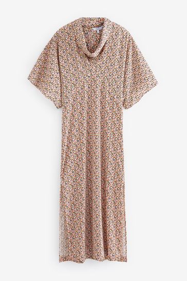 pink short sleeve midi dress