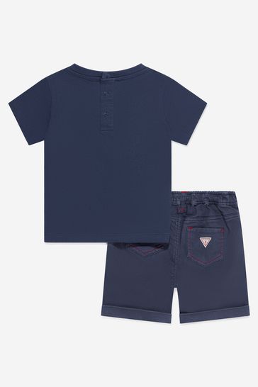 Baby Boys Cotton T-Shirt And Shorts Set in Navy