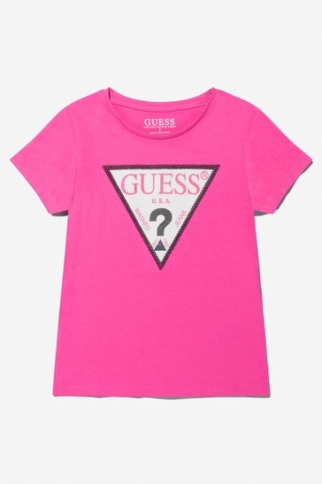 핑크의 걸스 코튼 로고 티셔츠