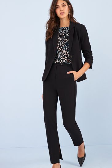 Black slim fit blazer womens clearance