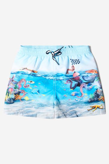 Boys Recycled Polyester Happy Octopus Swim Shorts in Multicoloured