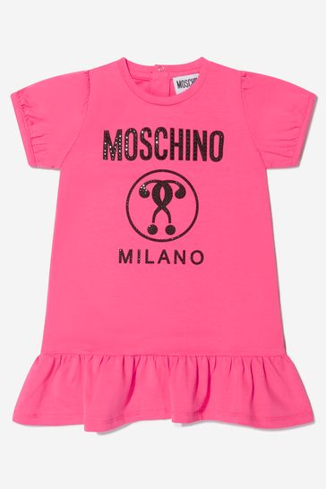 فستان قطن وردي بشعار للبنات البيبي Milano