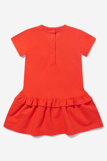 빨간 아기 소녀 면 딸기 로고 드레스