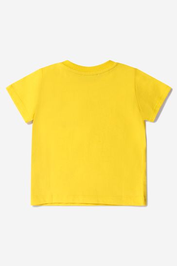 베이비 유니섹스 코튼 테디 로고 티셔츠 에 옐로우