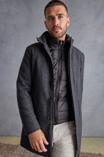 Buy Signature Italian Wool Rich Funnel Neck Coat With Removable