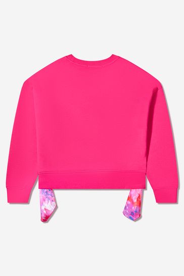 Girls Cotton Logo Sweatshirt in Fuchsia