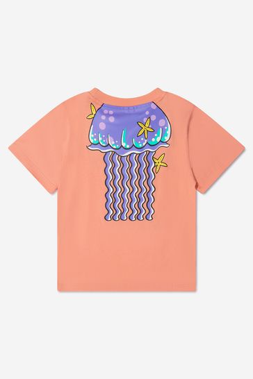Girls Cotton Jellyfish Print T-Shirt in Pink
