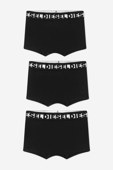 Boys Cotton Boxer Shorts 3 Pack in Black
